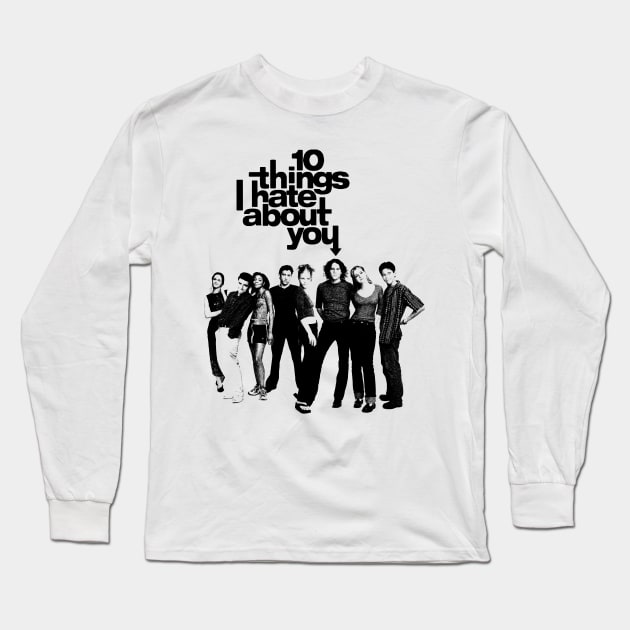 10 Things I Hate About You Pencil Drawing Long Sleeve T-Shirt by Tentacle Castle